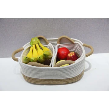 

Living Room Bathroom Decorative Woven Cotton Rope Basket with Handles for Books Magazines Toys set, Customized color