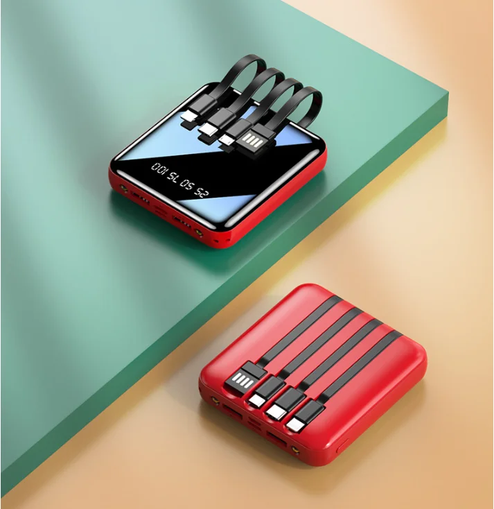 

4 in 1 Portable Power Supply 20000 mah Large Capacity Power Bank, Black, red