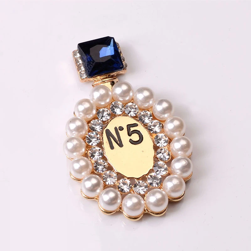

Name Brand Brooch Pins Fashion Jewelry Accessories Gemstone Elegant Pearl Perfume Bottle Number 5 Luxury Brooches Women