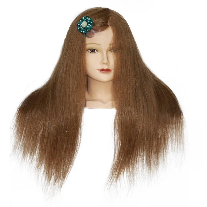 

beauty school 22inch 100human hair mannequin heads female natural hair training head, Brown