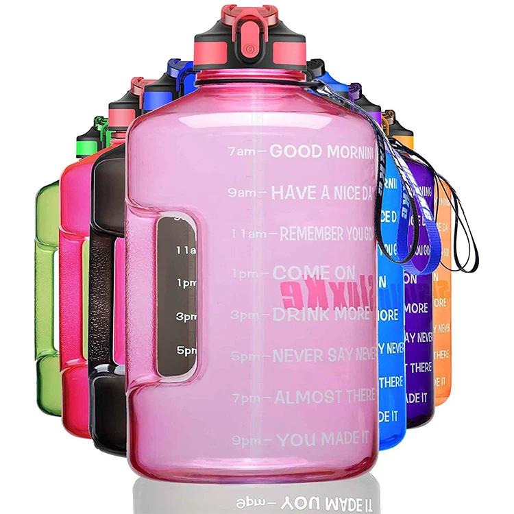 

3.78L 2.2L 1.3L 128oz Clear Plastic Drinking Bottles GYM Tool Jug BPA Free Sports Bottle Gallon Water Bottle with Straw, Customized color