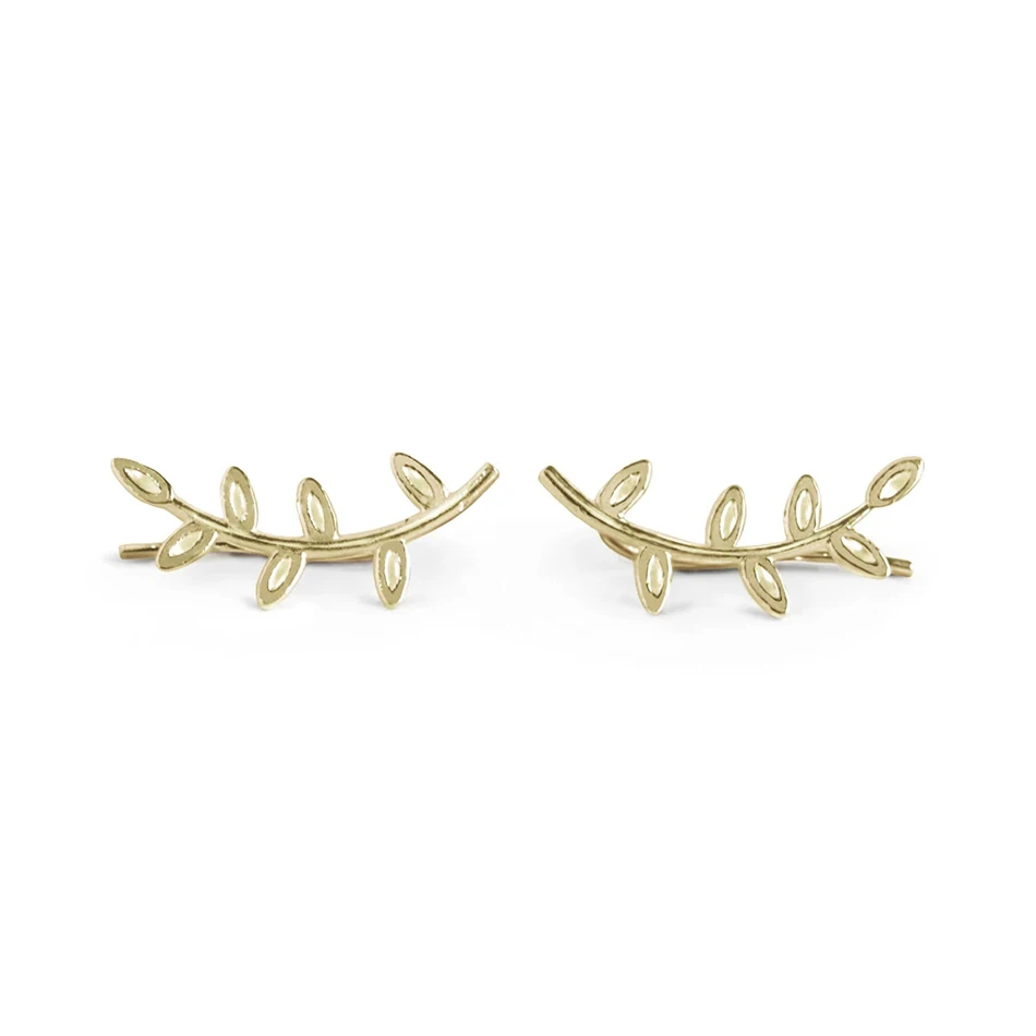 

fashion design women stud earrings wholesale 18k gold plated fine jewelry 925 sterling silver leaf branch earrings