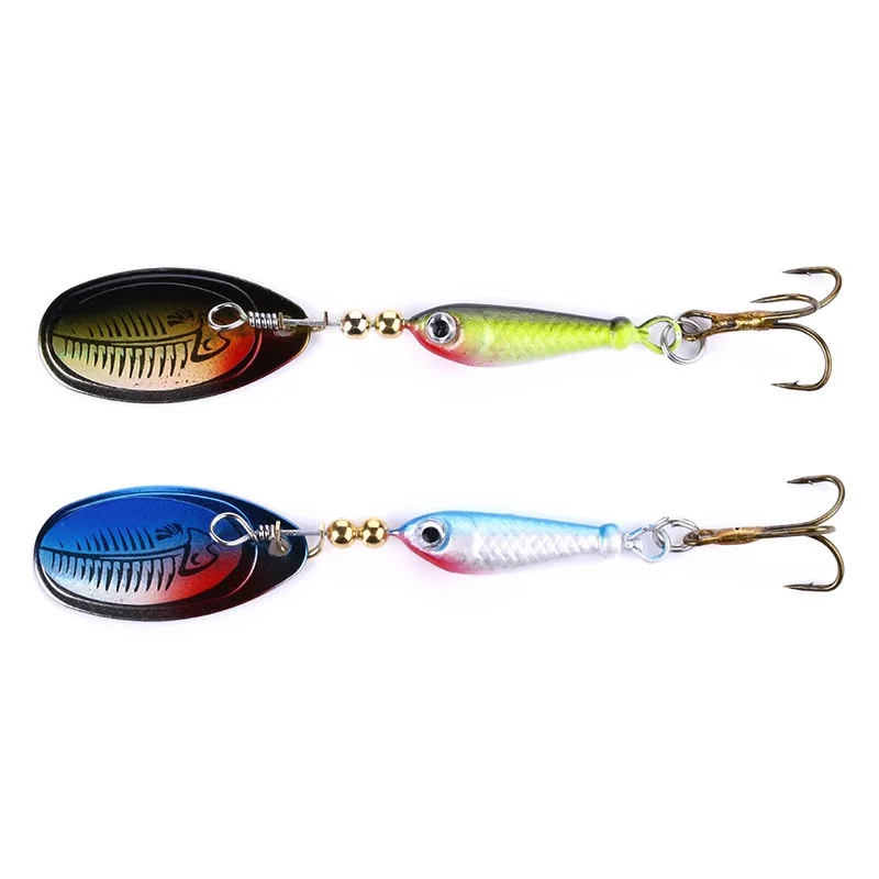 

Rotating Spinner Fishing Lure 9g Spoon Sequins Metal Hard Bait Treble Hooks Wobblers Bass Pesca Tackle, 2colors
