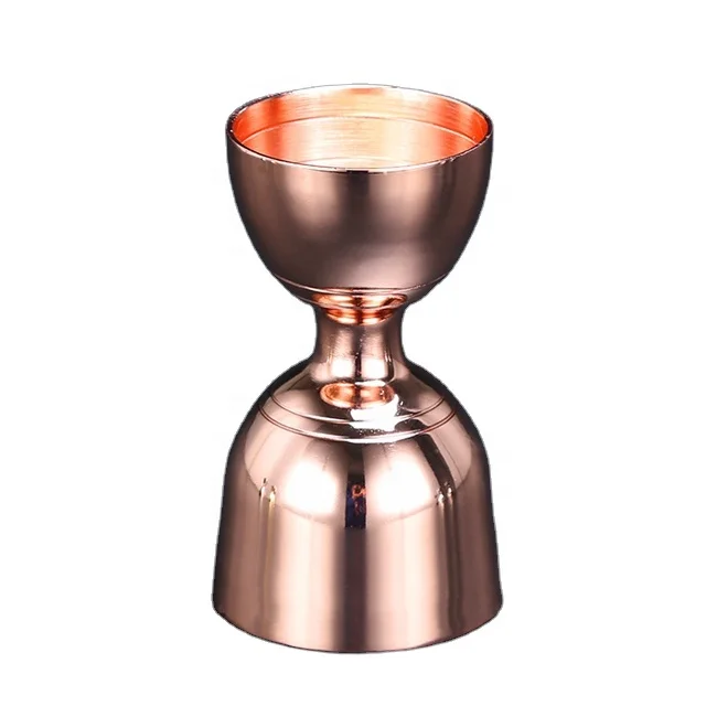 

30ML 60ML Bar Cocktail Jigger 304 Stainless Steel Rose Gold Wine Measuring Cups, Transparent