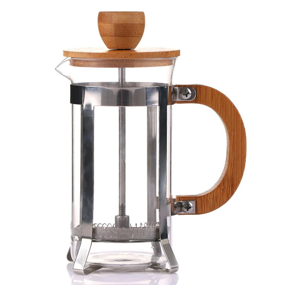 

600ML/20OZ Natural bamboo coffee plunger custom pyrex french press coffee maker