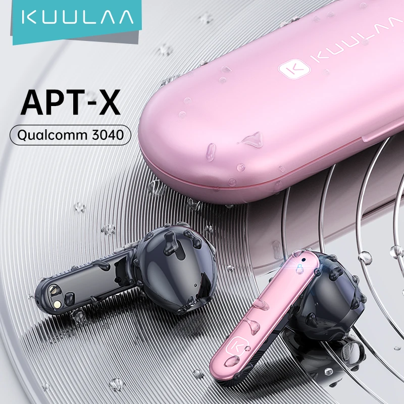 

KUULAA High Quality Thin 300mAh Battery Capacity Waterproof IPX5 BT V5.2 Noise Cancelling Earphone TWS, Grey/graphite green/rose gold