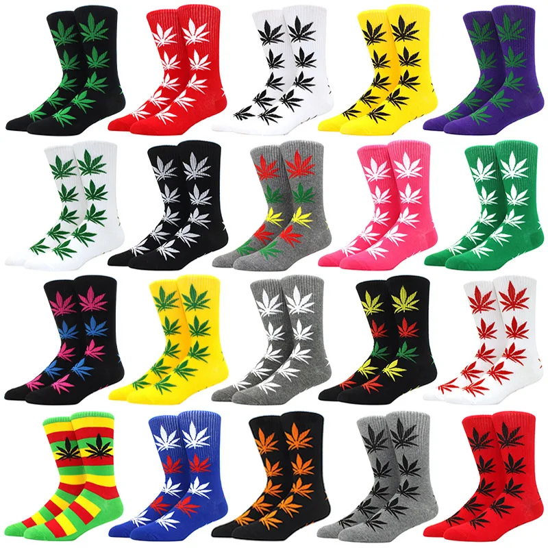 

Harajuku Trend Street Fashion Skateboard Couple Girls Men's Fashion Business Weed Cotton Socks, Picture color