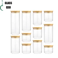 

30 40 60 80 100 120 200 300 500 ml Glass Jar Container With Bamboo Lid For Storage