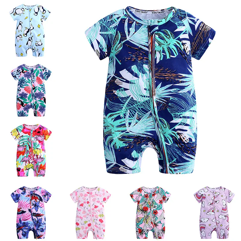 

Panic Buying Infant Summer Round Neck Jumpsuit Unisex Casual Short Sleeve Shorts Baby Romper, Picture shows