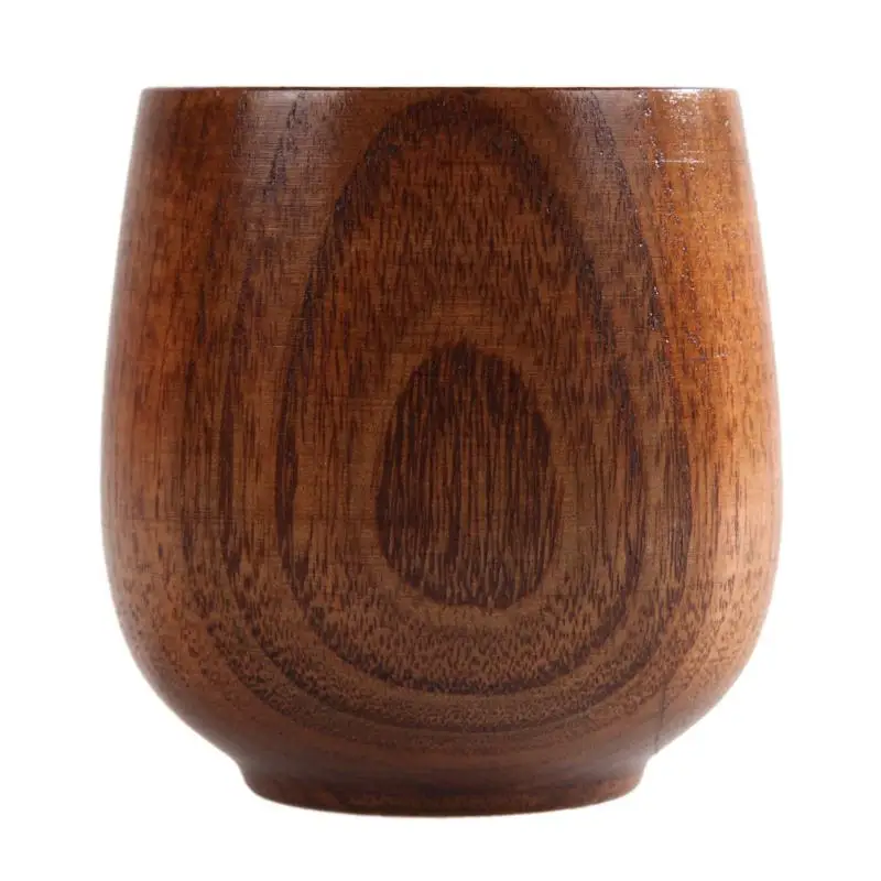 

150ml Heat-resistant Office Coffee Cup Oval Wooden Water Cup, Natural wood color