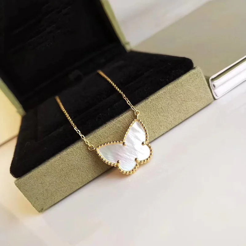 

High quality copper inlaid with fritilla Butterfly Necklace women's classic all kinds of fashion luxury jewelry women, White