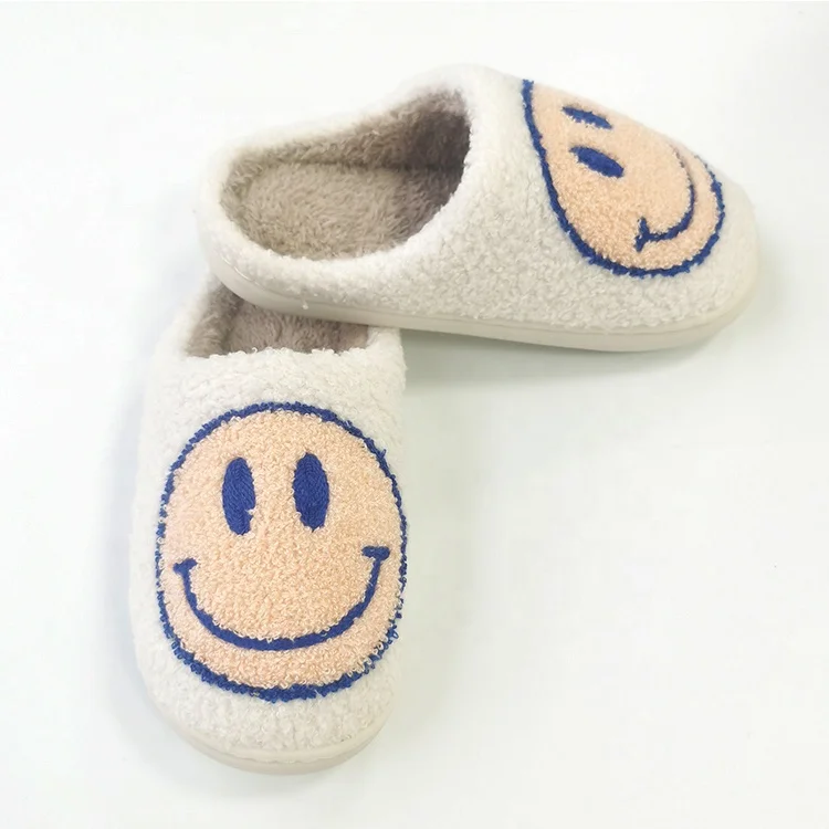 

USA Winter Smile Face Cotton Elegant Indoor slippers for Women and Men Fashion New Design Home Flat Slippers Autumn