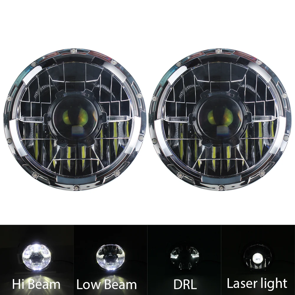 Newest Brightest Laser Work Lamp Round 7" Inch Car Driving Light LED Laser Led Light Headlight Compatible For Jeep Truck