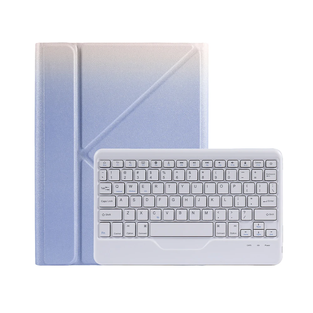 

CYKE Triangle Bracket Gradient Color Tablet Keyboard Case With Pen Holder Cover For Apple Ipad 7 8 9 10.2 Inch 2021 2020 2019