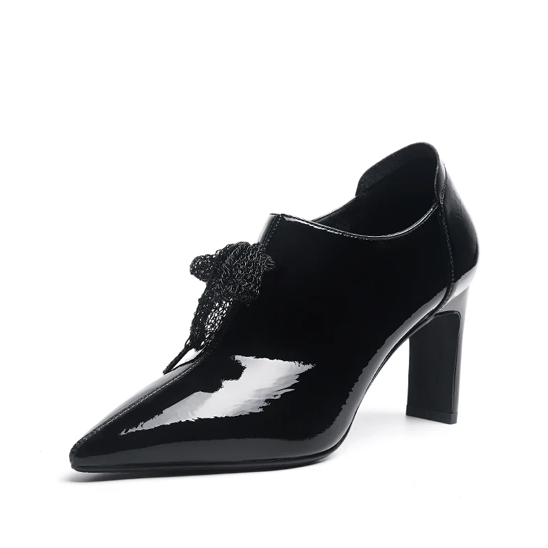 

J284 Patent leather women high heel pumps for women dress shoes, Black/blue/customized