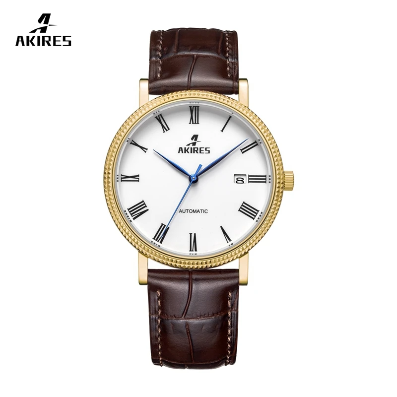 

Stainless steel gold automatic mechanical watch wrist watch men with date window