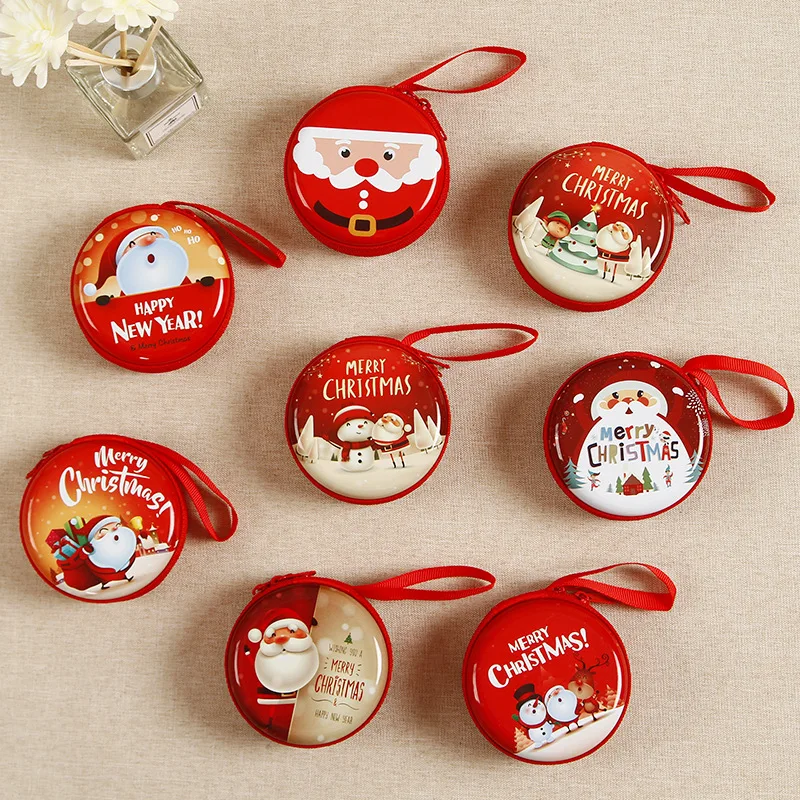 

Wholesale round Christmas Mini Bag Cute Cartoon Santa Claus Wallet Earphone coin Box for Children, Picture