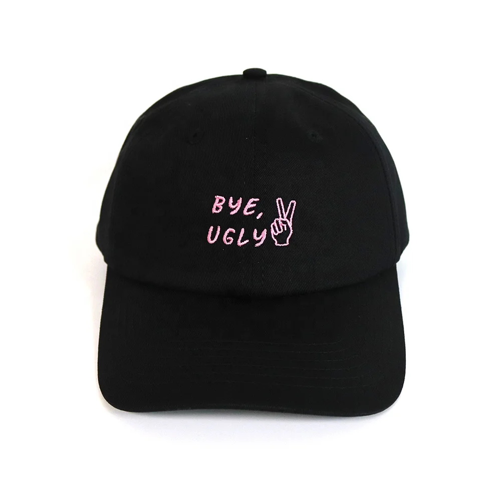 

promotional black dad hats with pink embroidery logo customized unstructured summer season hats for la
