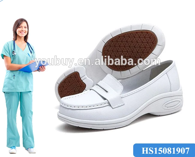 white nursing shoes with laces