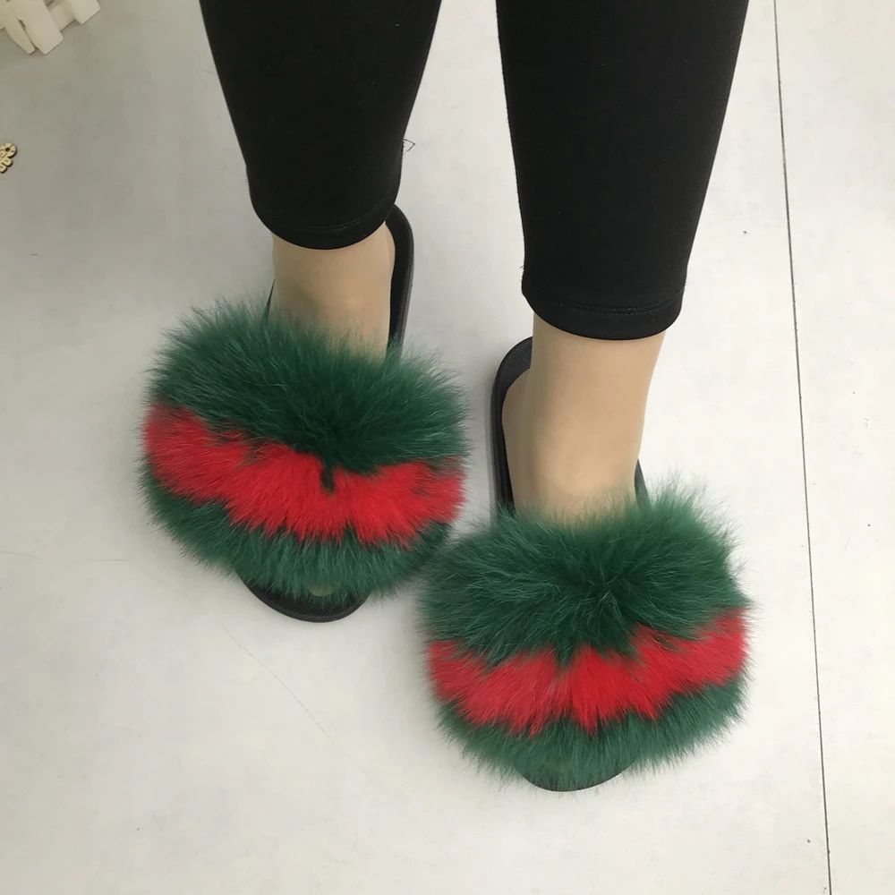 

2021 New design luxury ladies' fur slides open toe for girls dropshiping offered, Customized color