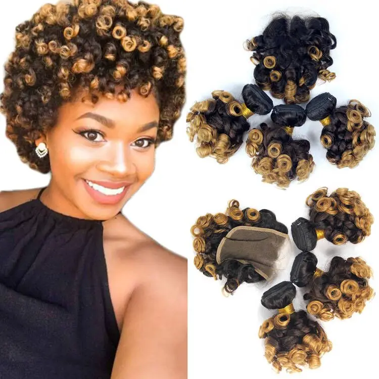 

Aunty funmi hair double drawn ombre hair weft with funmi hair closure