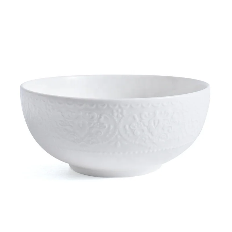 

ceramic household tableware Nordic style simple round solid color noodle bowl creative salad rice bowl