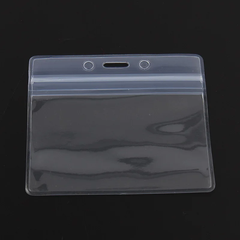 

Stock Waterproof Clear Plastic Badge PVC ID card Holder For Exhibition School Office, Clear or any pantone color or cmyk color