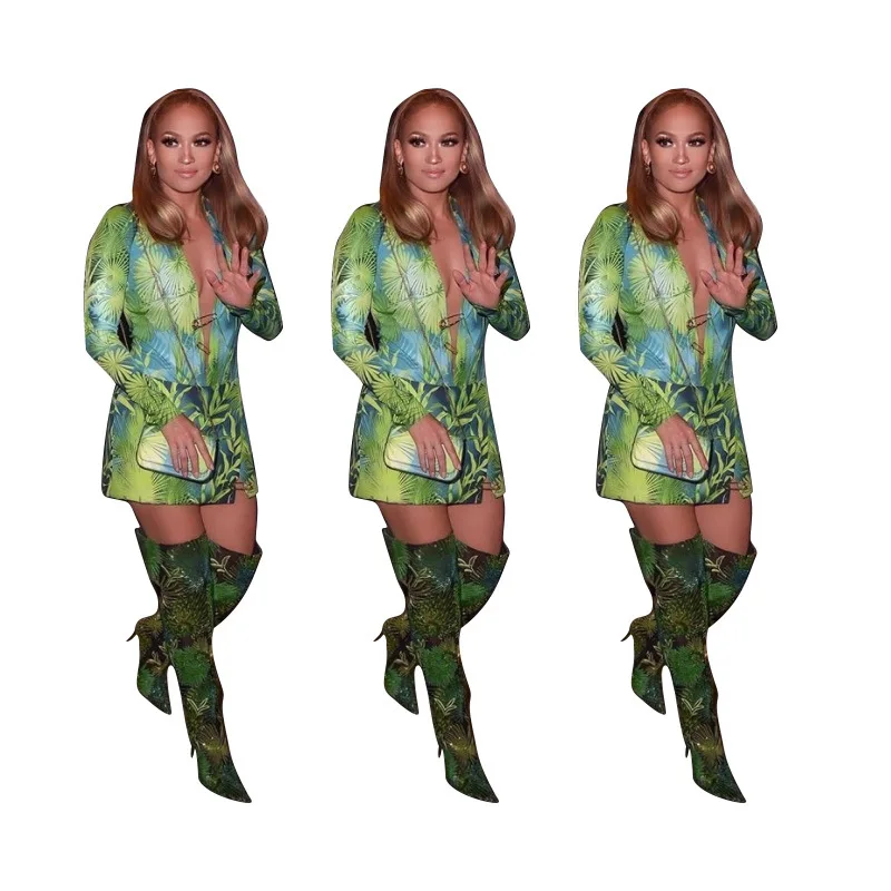 

B14664A Women Autumn/Winter new fashion sexy print hollow out package hip dress