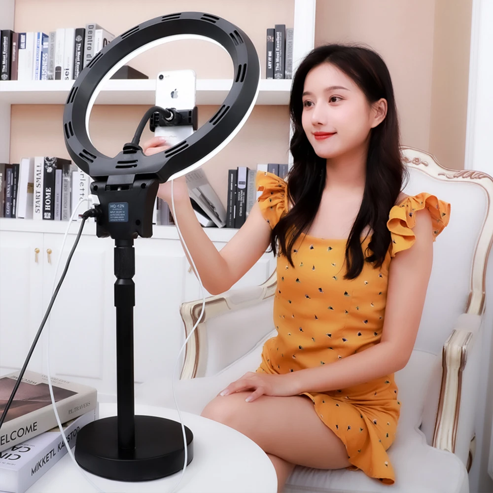 

Table Top Dimmable 12-inch studio makeup lamp Live Stream camera phone photographic Tik tok Youtube selfie LED ring light, Adjustment light