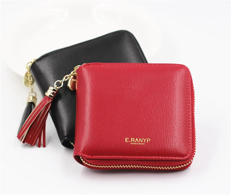 

Gilding Small Card Wallet With Tassel Letter Printings For Holding Coins Cash Credit Card Easy Carrying Women's Zip Wallet, Multi