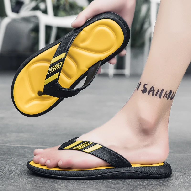 

Wholesale Men Flip Flops Slippers Fashion Trend OEM Spring Anti Style Outdoor Home Slipper Material TPR, Optional
