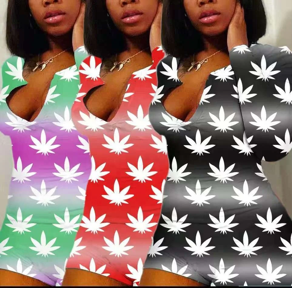 

MT247-6868 Women's autumn and winter long-sleeved shorts Slim jumpsuit Homewear plus size women's jumpsuit