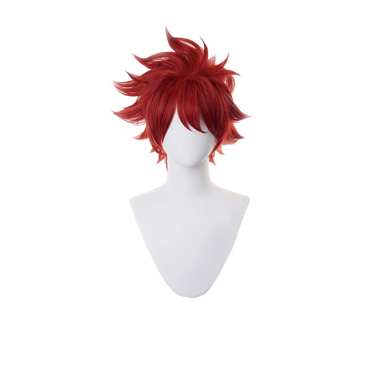 

Red 12 Inch Straight Reverse Warp Synthetic Hair Natural Japanese Cosplay Party Male Cool Comic Exhibition Wigs, Pic showed