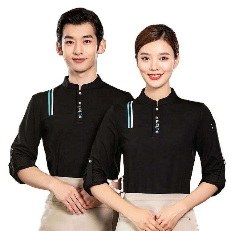 

server waiter waitress logo custom catering hotel restaurant cafe pub bar long sleeve top shirt t-shirts uniform t shirt t-shirt