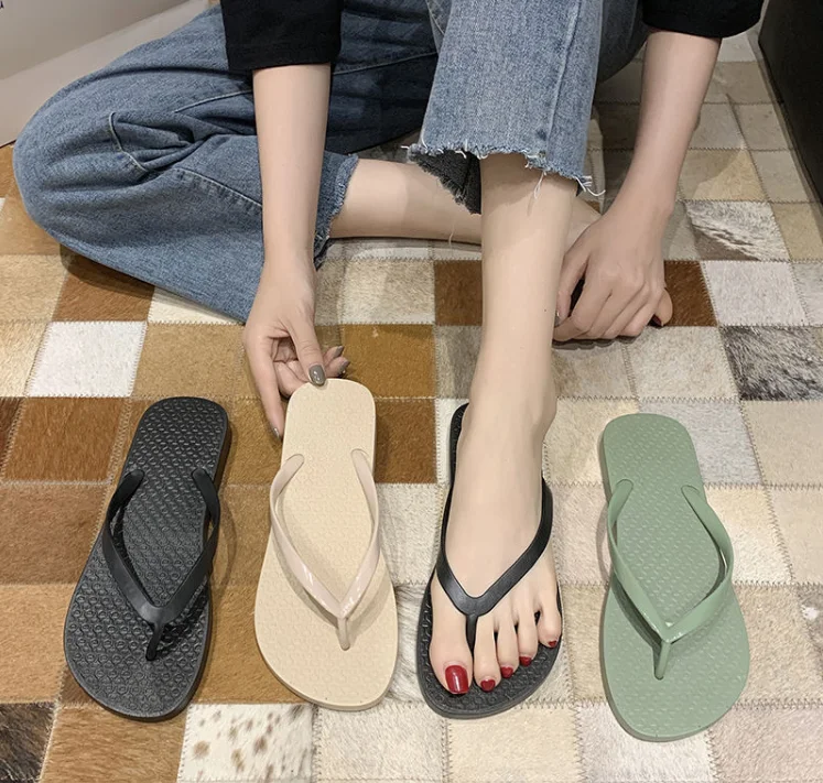 

Wholesale Eco Friendly Comfortable Women PVC Beach Sandals Flip Flops flip-flops slippers women's slippers claquette chanclas, Beige, pink, black, green