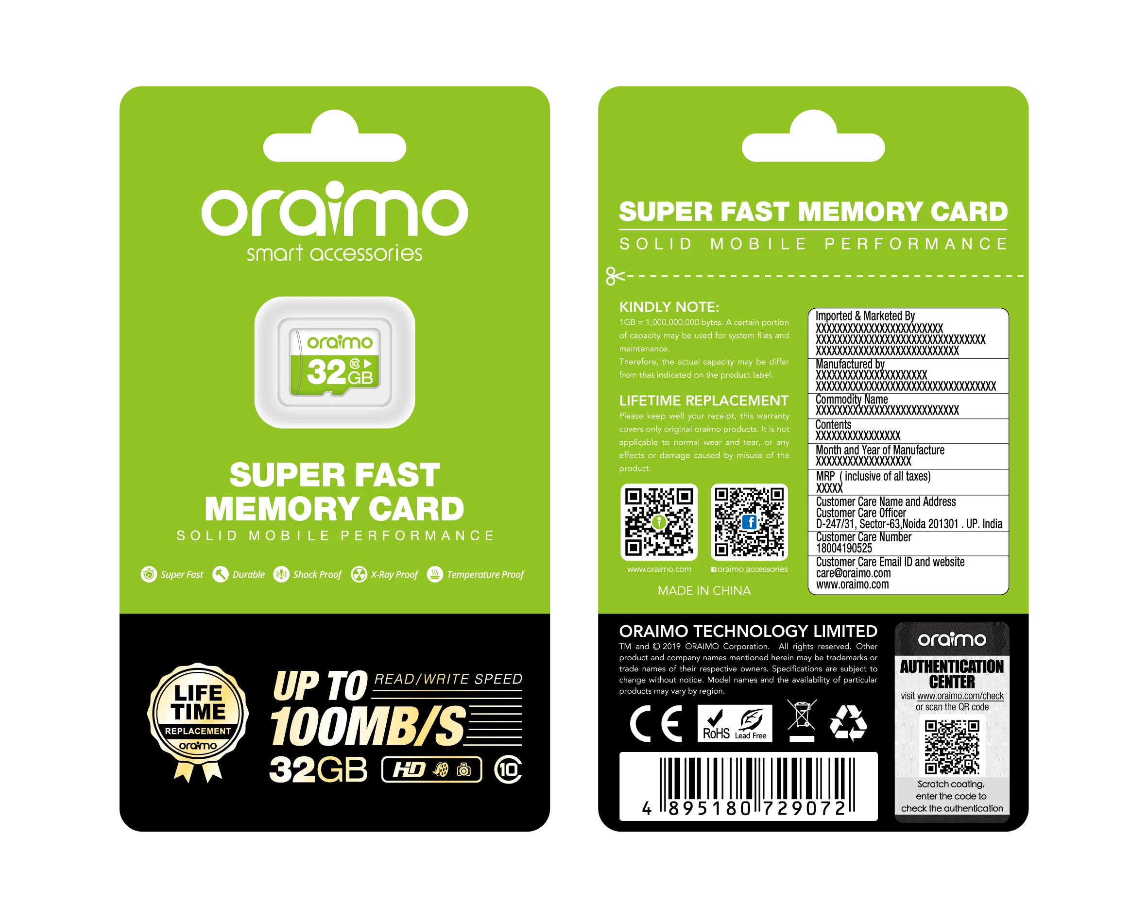 

Oraimo 4Gb/8Gb/16Gb/32Gb/64Gb Durable Design Recovery Memory Card Sd Fast Transfer Speed