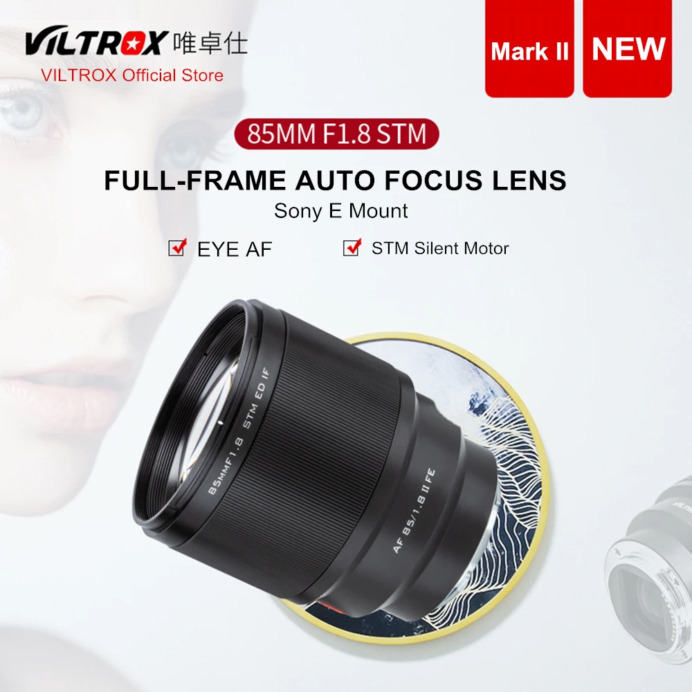 

VILTROX 85mm f/1.8 Mark II STM Auto Focus Fixed focus lens F1.8 Lens for Camera SONY E-mount A9II a7IV a7RV a7SII A6500 A6600, Black