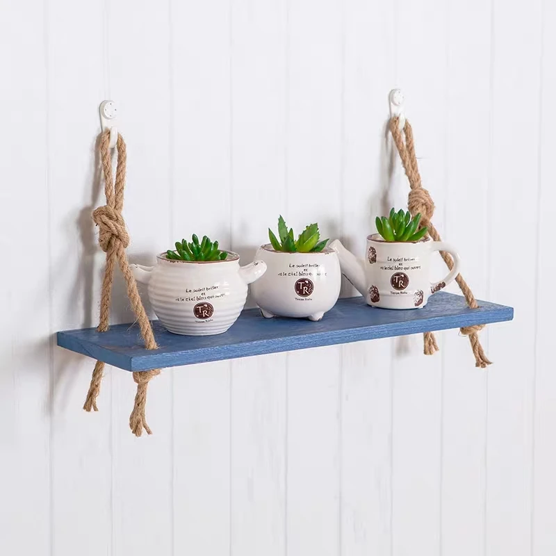 

Wall Hanging floating Shelves Wood Window Shelf Storage Rack Home Decor Plants Photos Display, Burlywood blue brown or customized color