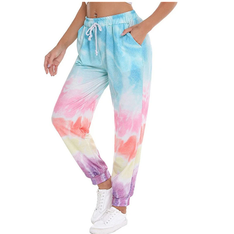 

Rummandy New Arrivals Women Tie Dye Drawstring Pants Sportswear Jogger Pants Suitable Casual Women Mid-Waist Trousers, Customized color
