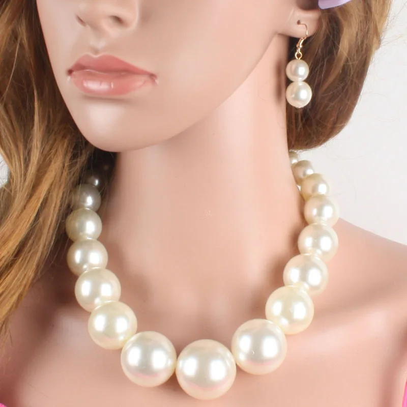 

Hot selling classic design Wedding Bride Jewelry Pearl Costume Necklace earrings Bracelet Jewelry Sets for women, Picture