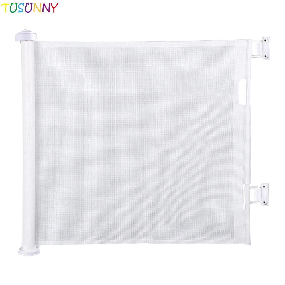 

EN1930 retractable baby safety door gate fence mesh gate for stair barrier, White/grey/black