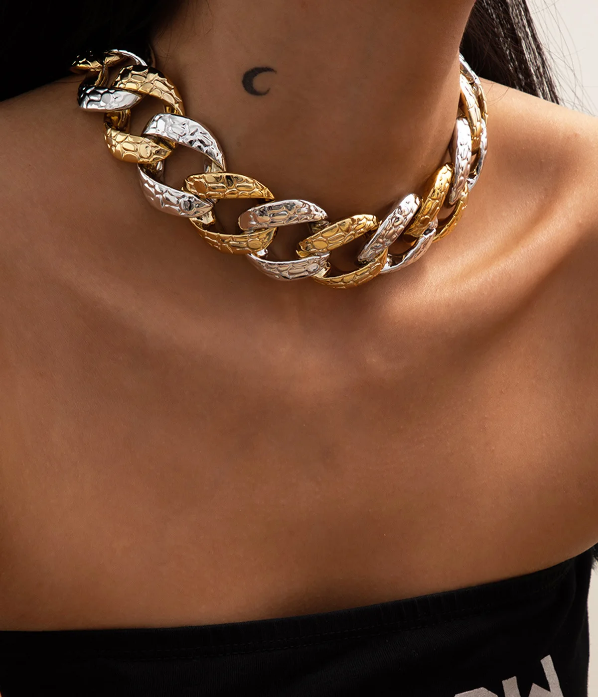

2021 Punk Boho Chain Necklaces Link Steampunk Rock Big large Choker Women Clavicle Chain Jewelry, Gold