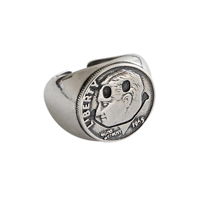 

Vianrla 925 sterling silver portrait ring ancient men statement ring