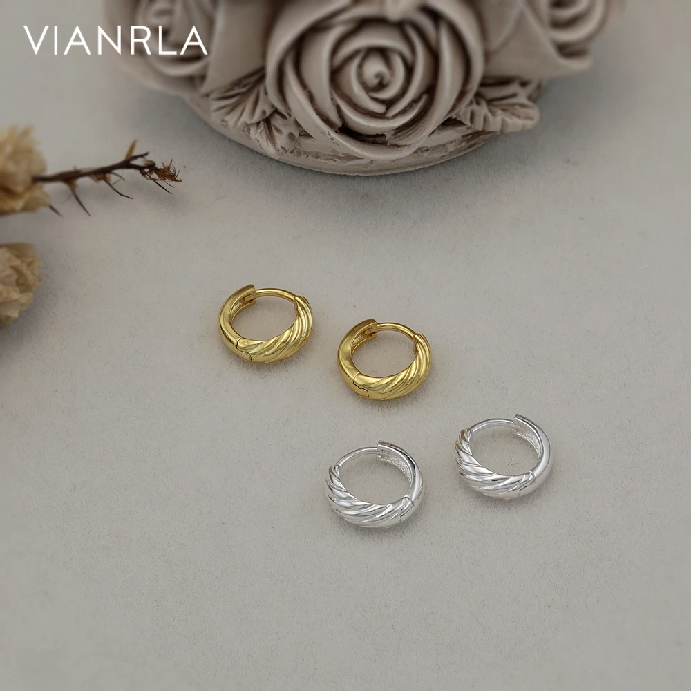 

VIANRLA 925 Sterling Silver Twist Ear Buckle Ring Circle Geometric Cold Wind Gold-plated Hoops Earrings For Women