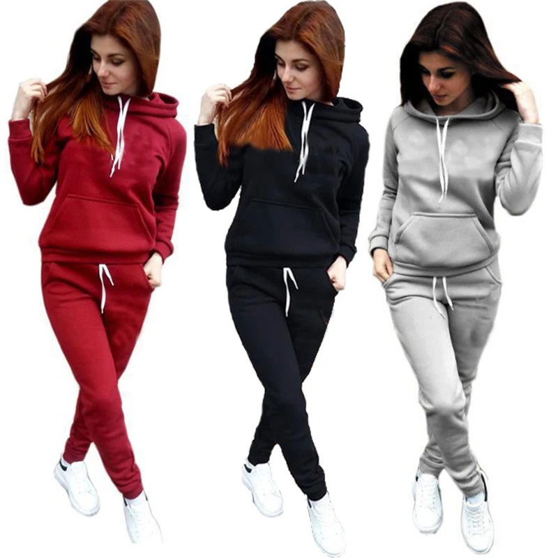 

JF Female Sweatsuits Velour Hoodie Tracksuit Private Label Sweat Suits Wholesale 2 Piece Outfits Joggers Women Sweat Suit Set, Customized colors