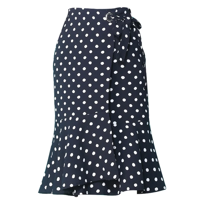 

2020 New Design fashion mermaid polka dot high waist chiffon ladies women skirt