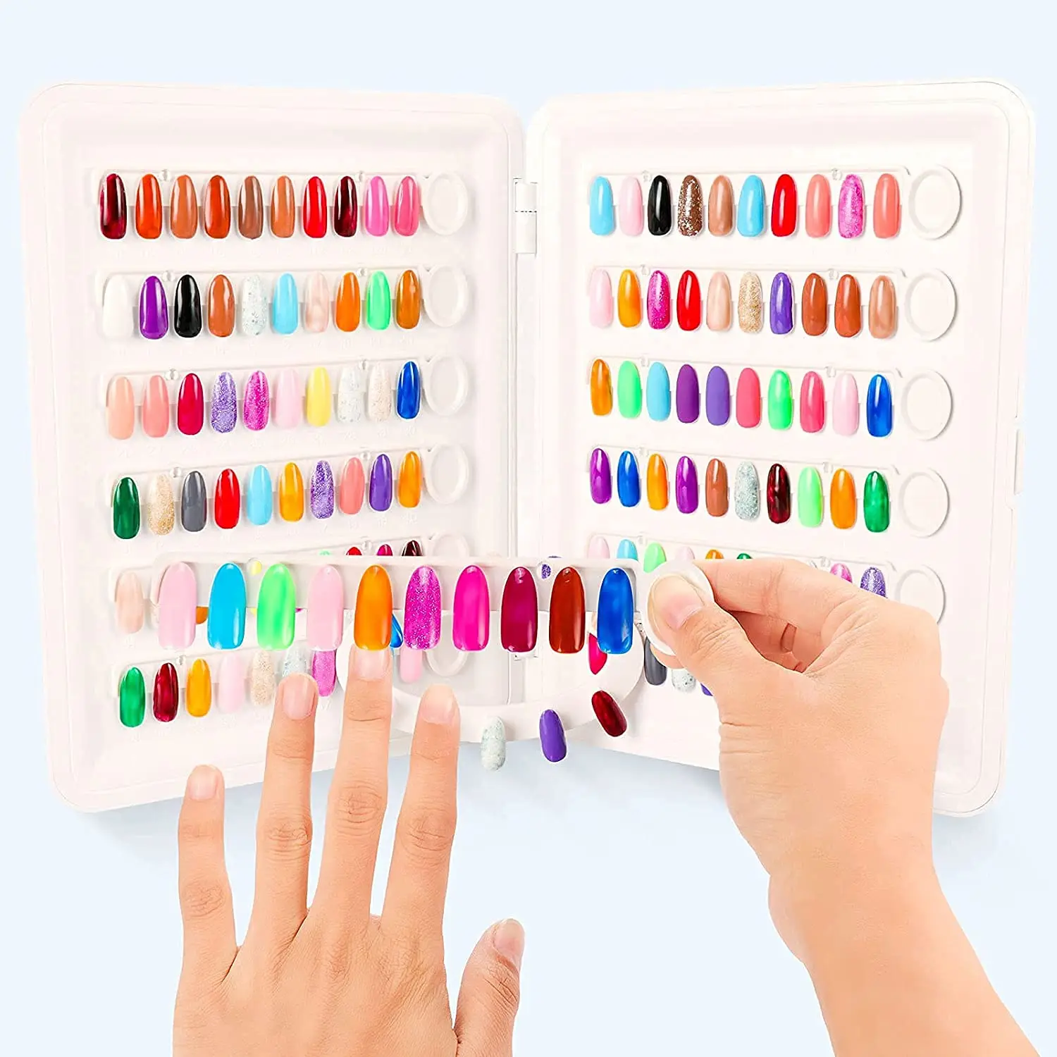 

120pcs Detachable No Glue Portable Paste Nail Tips Nail Color Display Card for DIY Nail Art Salons, White+customized