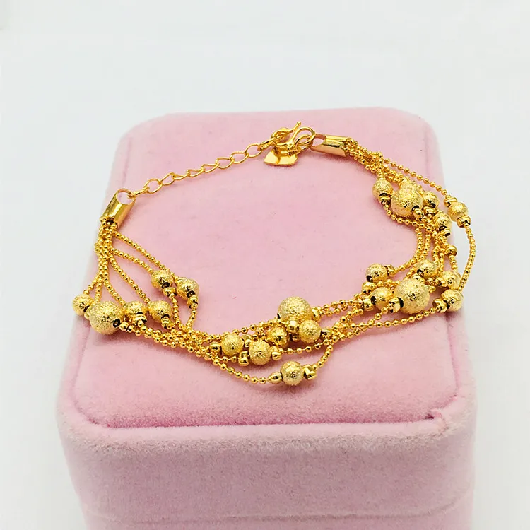 

Transfer Bead BraceletGold Plated 6 Thread Round Bead Bracelet Exquisite Jewelry Gold Ladies Jewelry