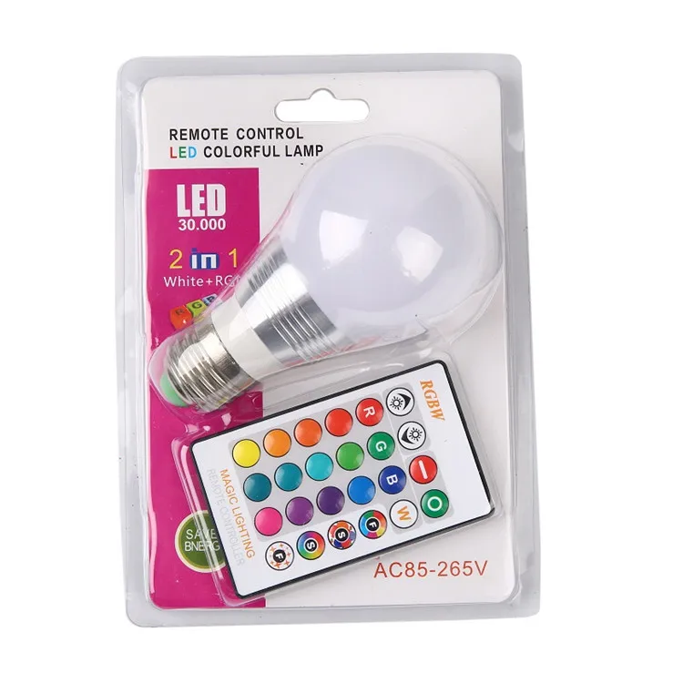 High quality 5w e27 b22 aluminum colorful RGBW bulb remote bulb light