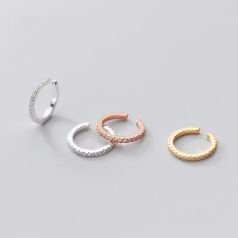 

2020 INS 925 Sterling Silver shiny cz diamond ear cuff gold plated earrings for women, Cubic zirconia